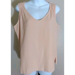 Selene Sport Women Light Peach Embroidery Short Sleeve Tank Top Size L